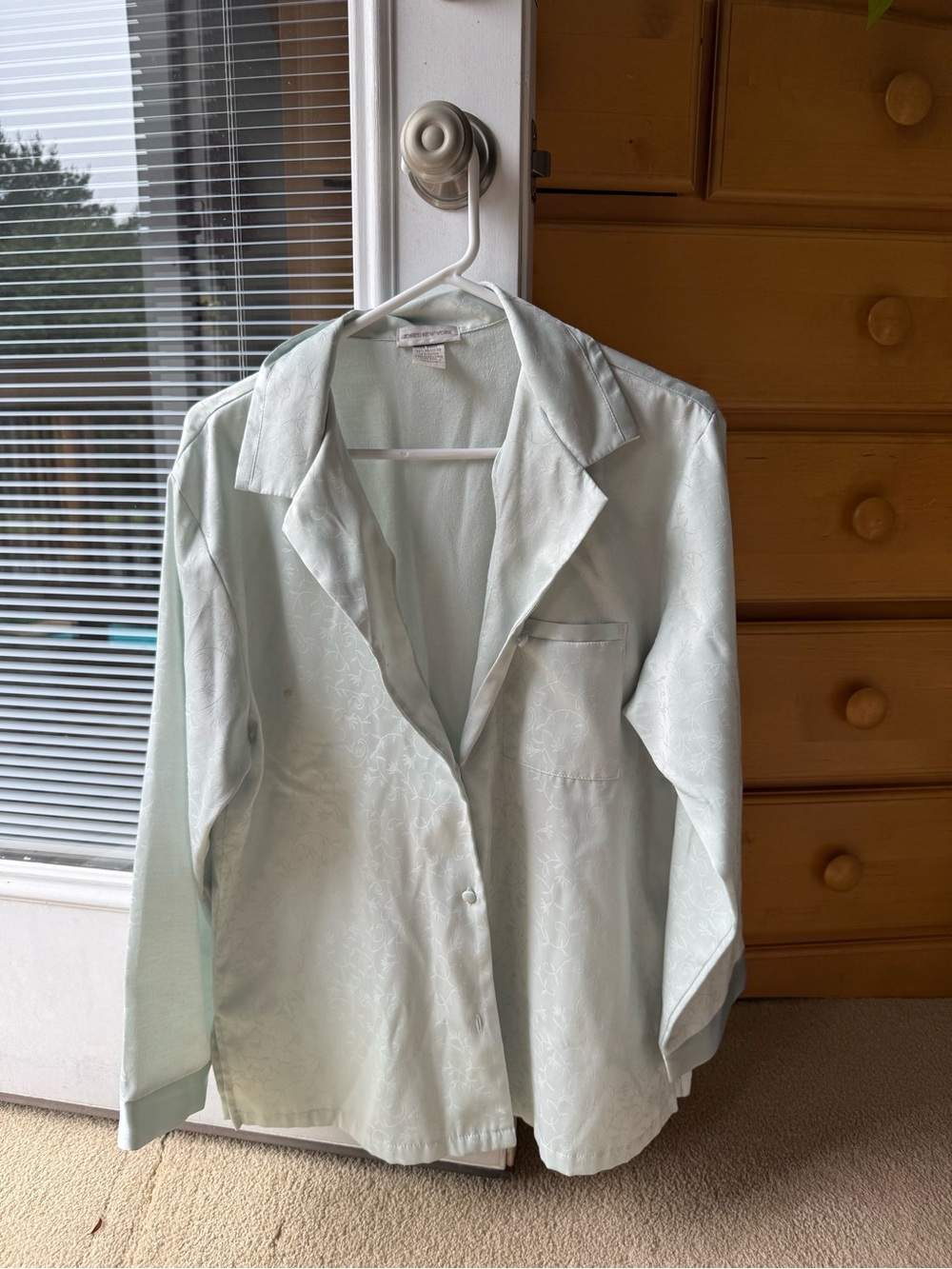Jones New York Light Mint Green Satin Pajama Top and Bottom